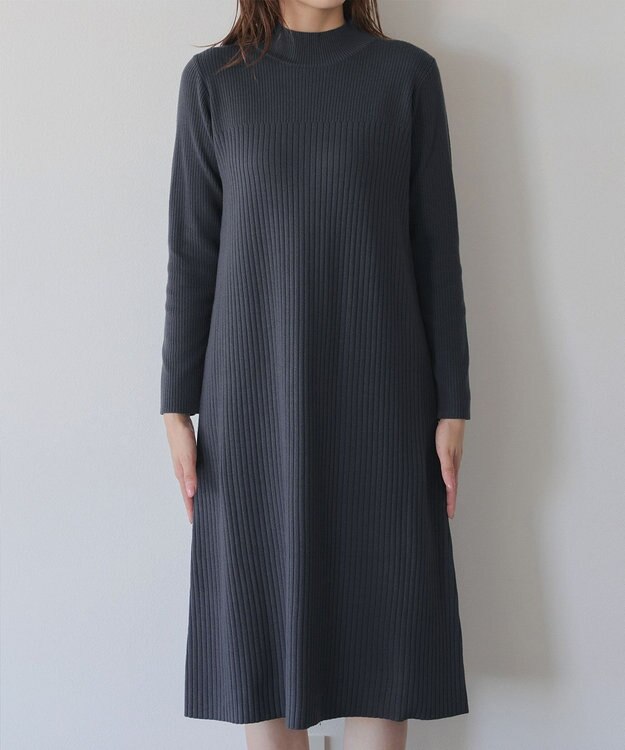Tiaclasse 【安田美沙子さん着用・新色・XSサイズ追加】リブ切替ニットワンピース チャコールグレー