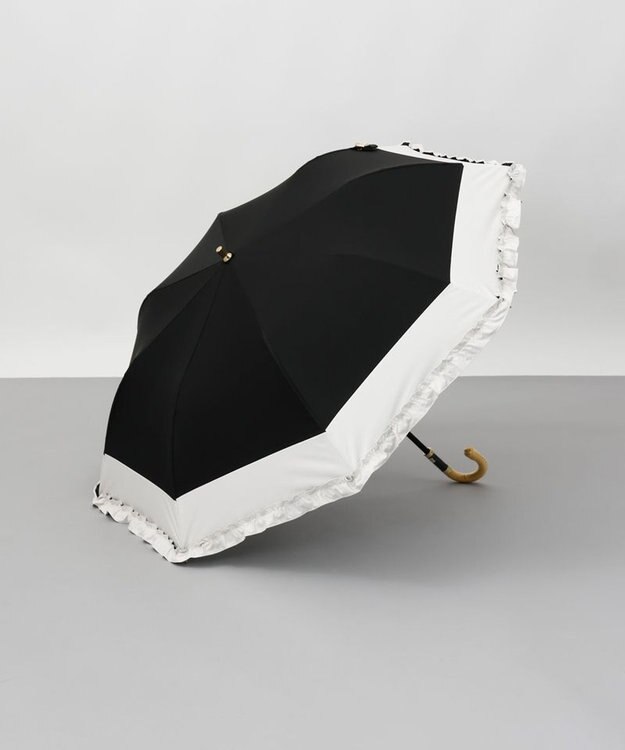 AURORA Beaurance （ビューランス）バイカラーフリル晴雨兼用パラソル（折りたたみ傘） ブラック