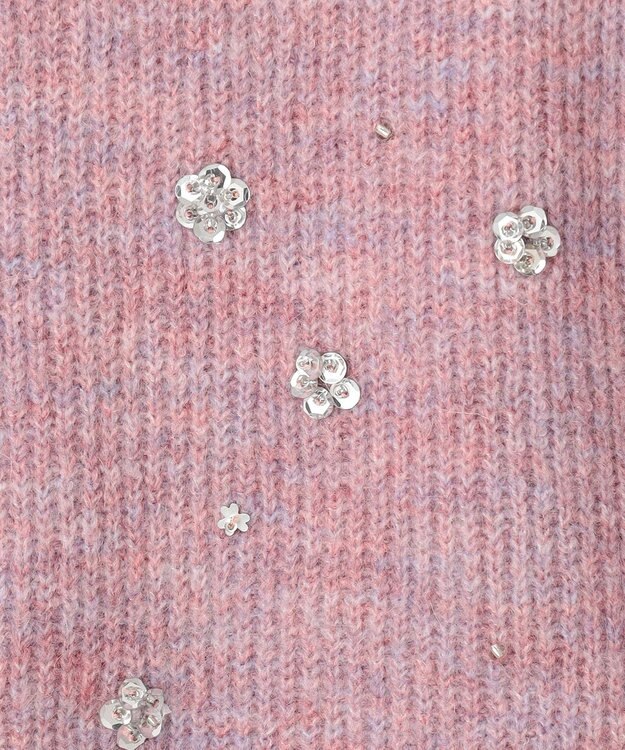 組曲 【WEB限定】モヘヤブレンド ビジューライク刺繍ニット ピンク系