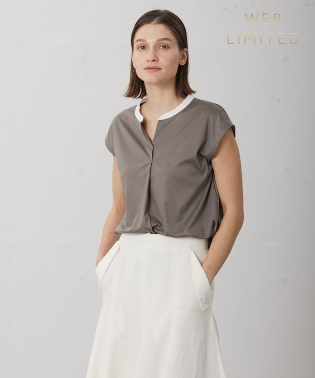 BEIGE， 【WEB限定】AUBIN / バイカラートップス Mocha × White