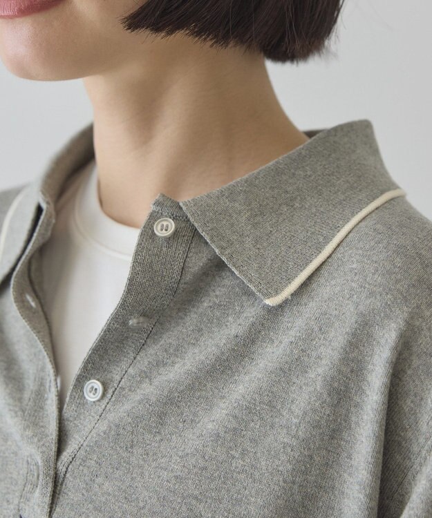 AMERICAN HOLIC 配色ラインニットポロ Light Gray