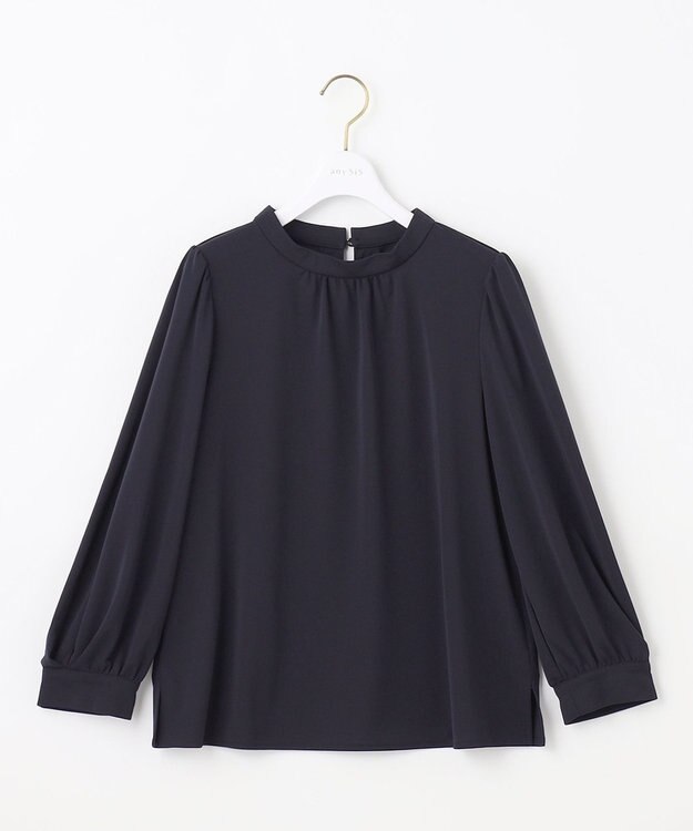 ANY SIS S 【UVケア】イージーケアスタンドネック ブラウス ネイビー