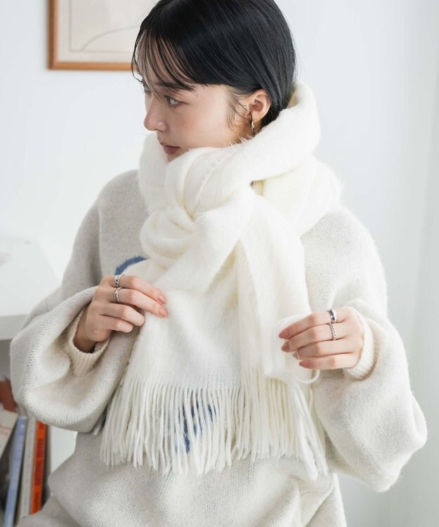 WEGO シャギーストール ホワイト