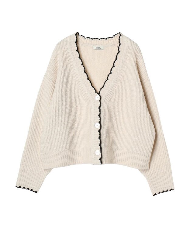 earth music&ecology スカラップニットカーディガン Ivory