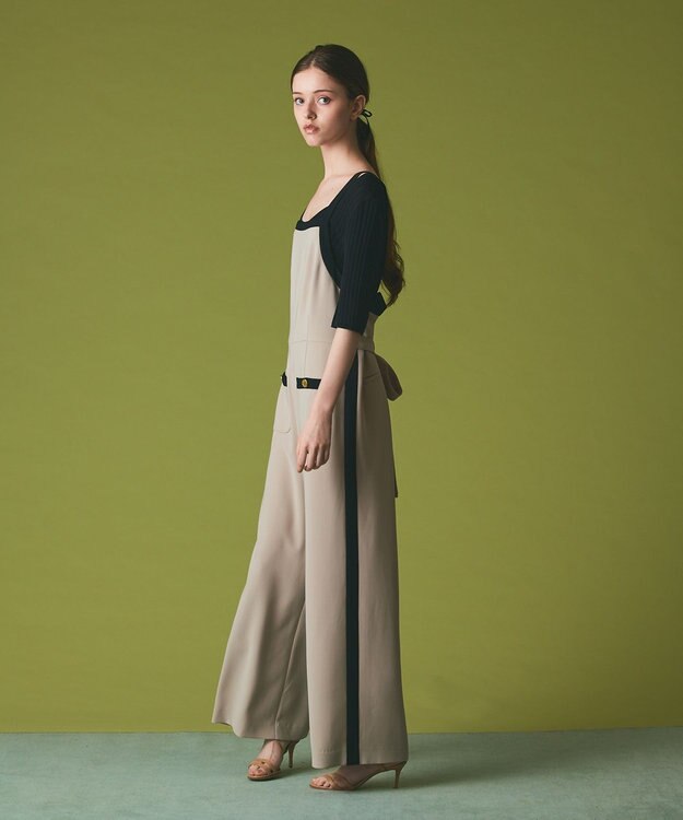 GRACE CONTINENTAL トリアセバイカラーサロペット ベージュ