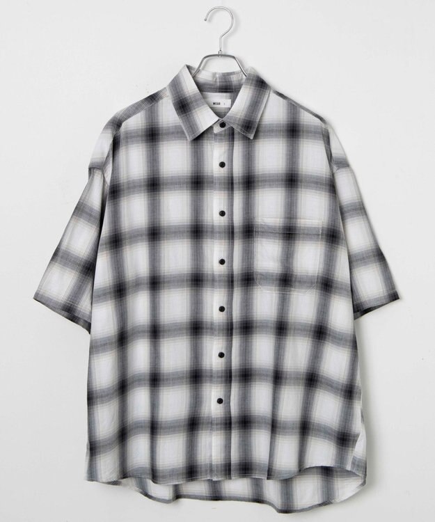 WEGO オンブレチェックシャツ（S） ホワイトチェック1