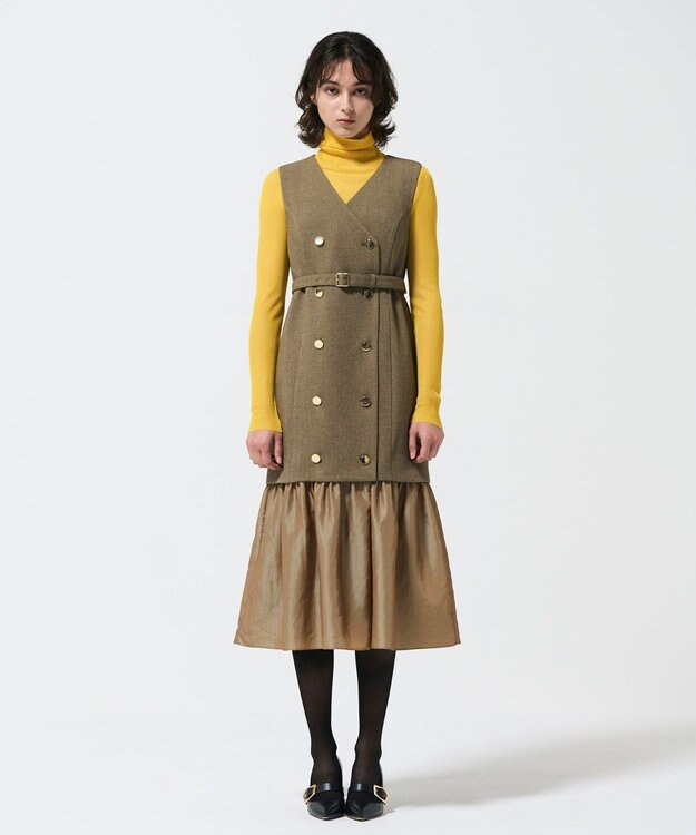 GRACE CONTINENTAL カルゼコンビジレワンピース キャメル