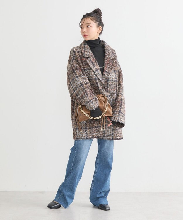 earth music&ecology オーバーテーラードジャケット　チェック Check