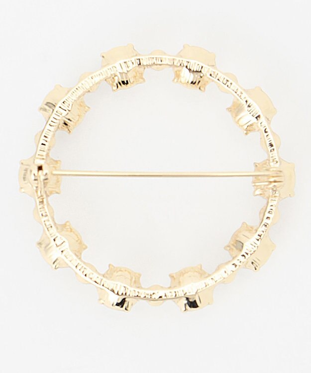 自由区 サークルパールブローチ ゴールド系