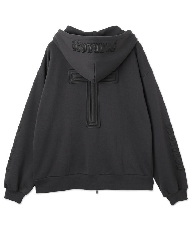 WEGO 【裏起毛/セットアップ対応】グラフィック裏起毛ZIPビッグパーカー グレー