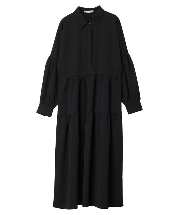 Green Parks armonia. ジャガードシャツワンピース Black