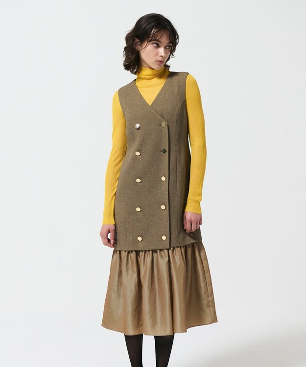 GRACE CONTINENTAL カルゼコンビジレワンピース キャメル