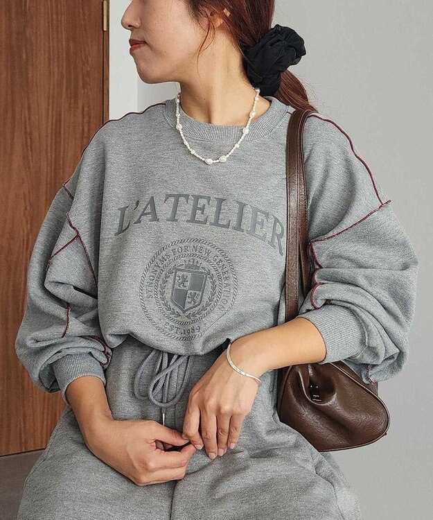 CRAFT STANDARD BOUTIQUE 配色ロゴメロープルオーバー Gray Mixture