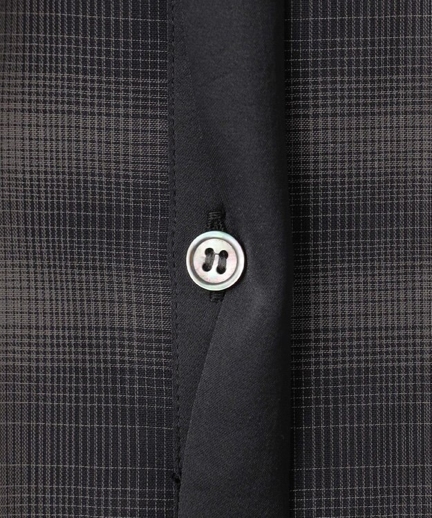 ICB 【洗える】シアーボイル バンドカラーシャツ オンブレーチェック