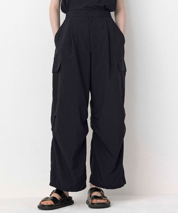 NAVE 【ReNAVE・洗える/撥水加工/接触冷感/UVケア/セットアップ】ナイロンタスラン カーゴパンツ ブラック系