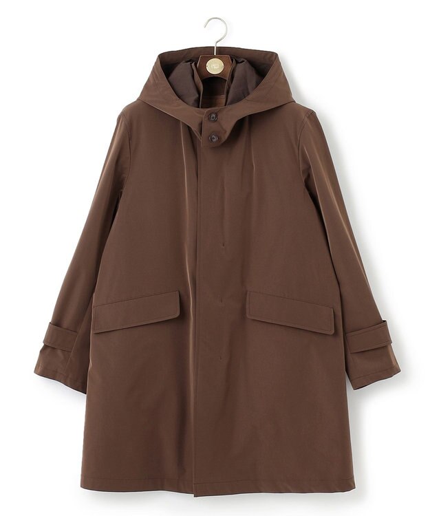 J.PRESS MEN スタンドカラーコート / デタッチャブルフード ブラウン系