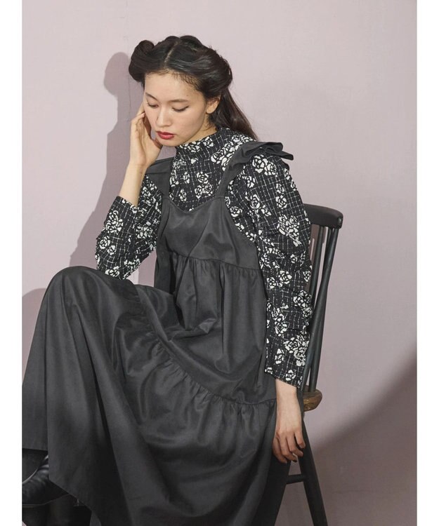 Green Parks ■ＥＳＣＡＲ　フリルキャミティアードワンピース Black