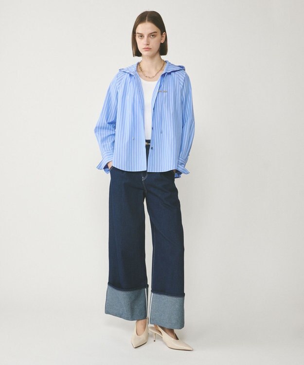 GRACE CONTINENTAL フードカフタントップ ストライプ