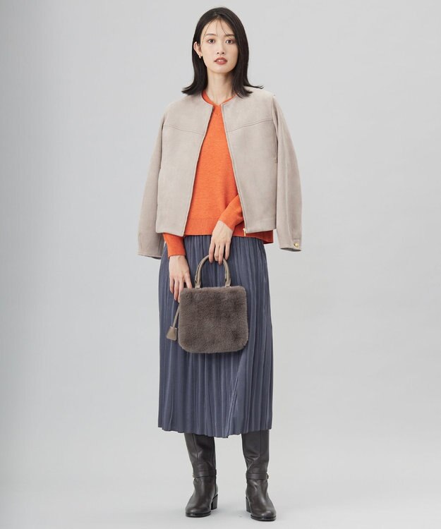 J.PRESS LADIES L スウェードダンボール ブルゾン グレージュ系