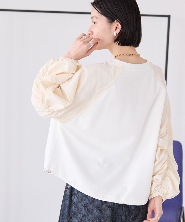 AMERICAN HOLIC 異素材ギャザースリーブミニ裏毛プルオーバ Off White