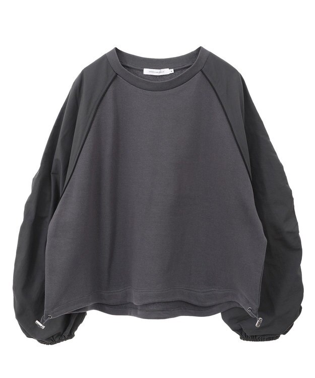 AMERICAN HOLIC 異素材ギャザースリーブミニ裏毛プルオーバ Charcoal Gray