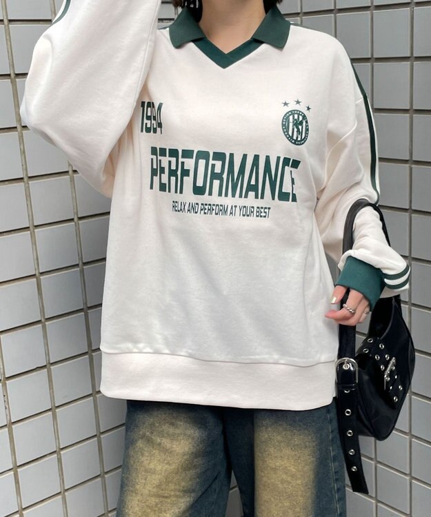 WEGO ゲームグラフィックビッグスウェット ホワイトアイボリー