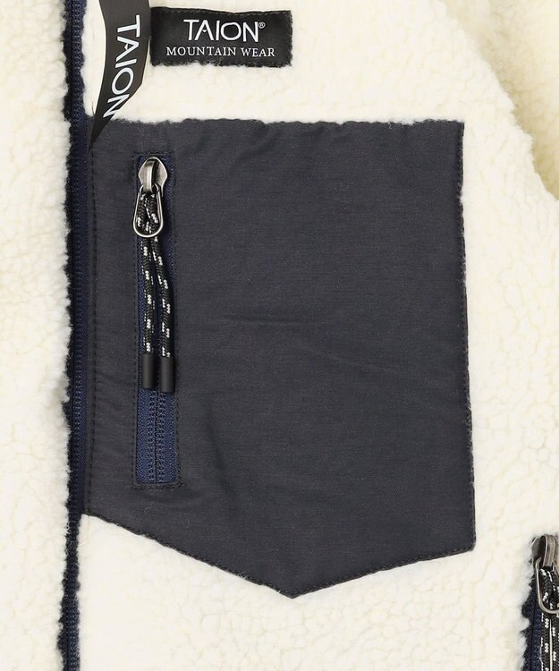 UNFILO 【120-150cm】TAION リバーシブルボア ダウンジャケット(UNISEX) ネイビー×アイボリー