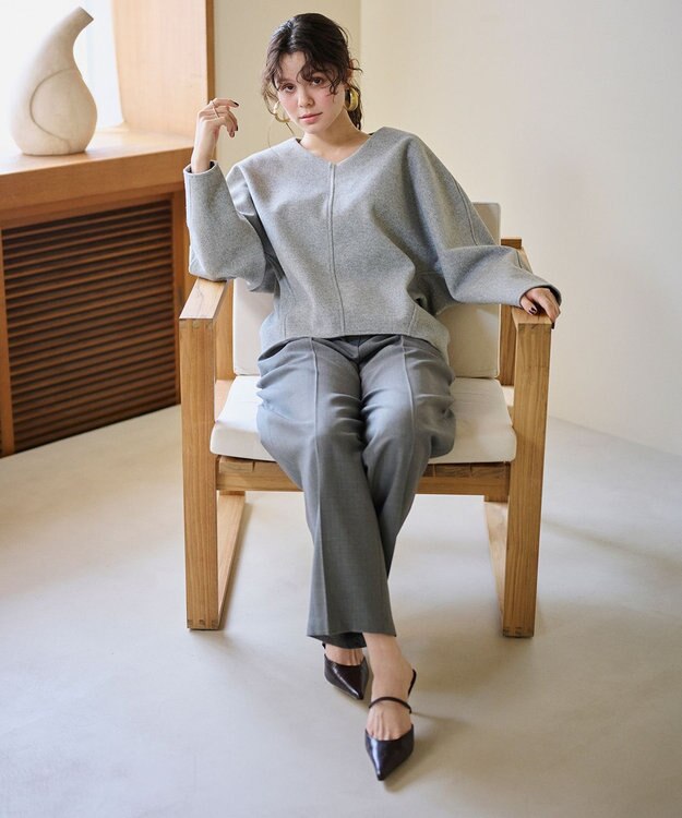 #Newans 【洗濯機可能/セットアップ】コクーンシルエットエアリープルオーバー トップグレー