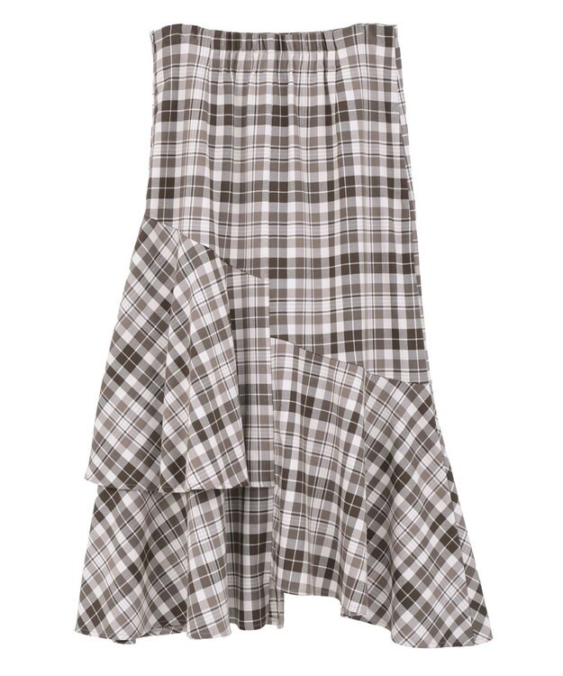 earth music&ecology ティアードイレヘムスカート Check Brown