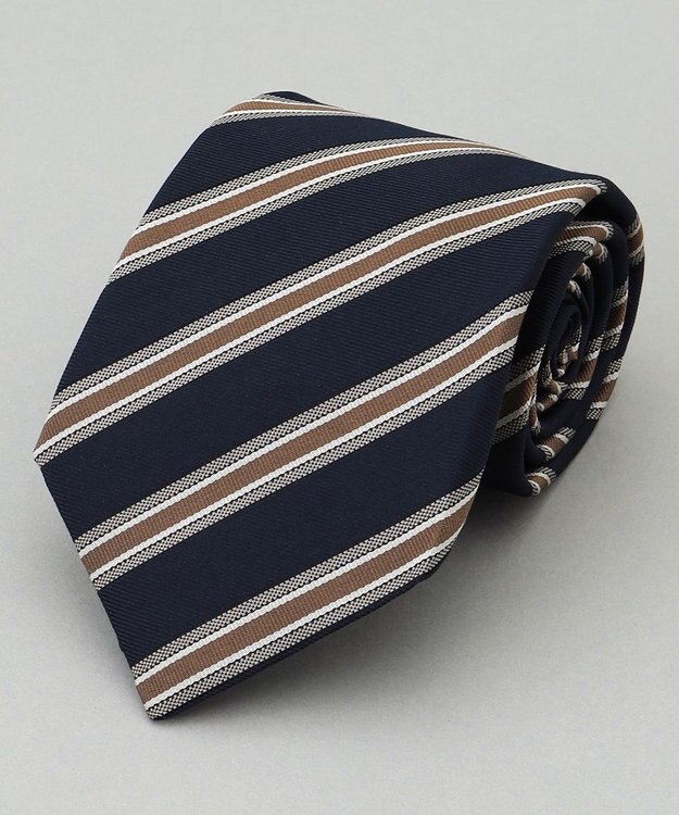 GOTAIRIKU  GOTAIRIKU別注【日本製】シルク ネクタイ_レジメンタル柄 ネイビー×ブラウン