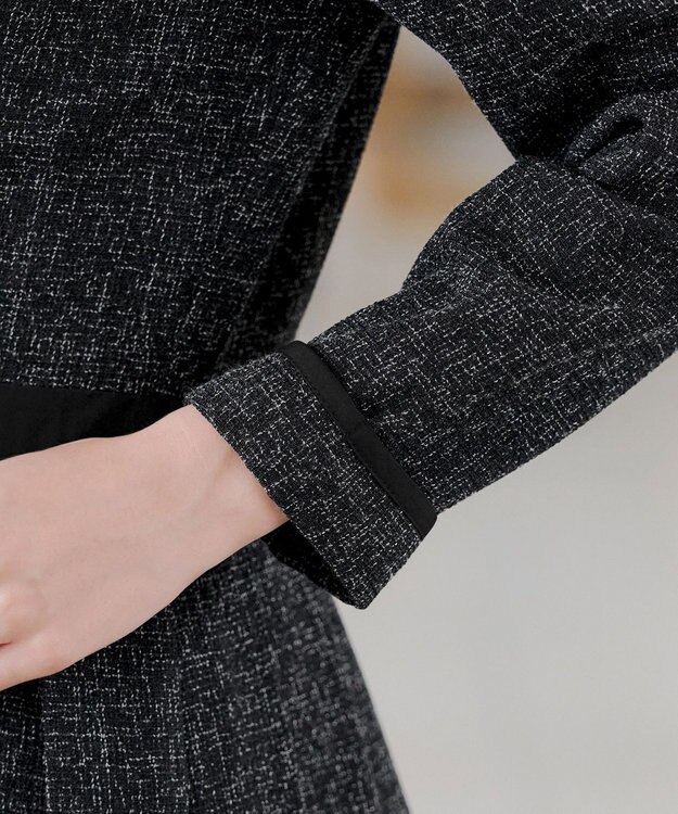 Tiaclasse 【洗える】配色パイピングフレアワンピース ブラック