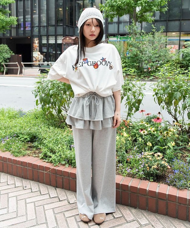 WEGO 【ユニセックス着用ITEM/機能T】接触冷感モチーフ刺繍グラフィックT（SS） ホワイト