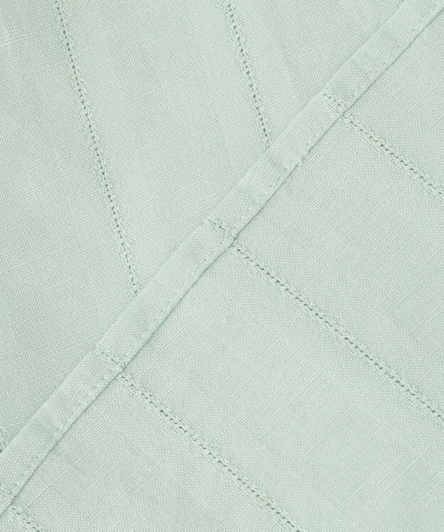 23区 L 【洗える】カラミストライプ パフスリーブ ブラウス ペールグリーン