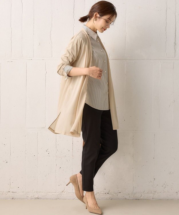 組曲 【WEB限定】シアーツイルジャージー ロングカーディガン ベージュ系