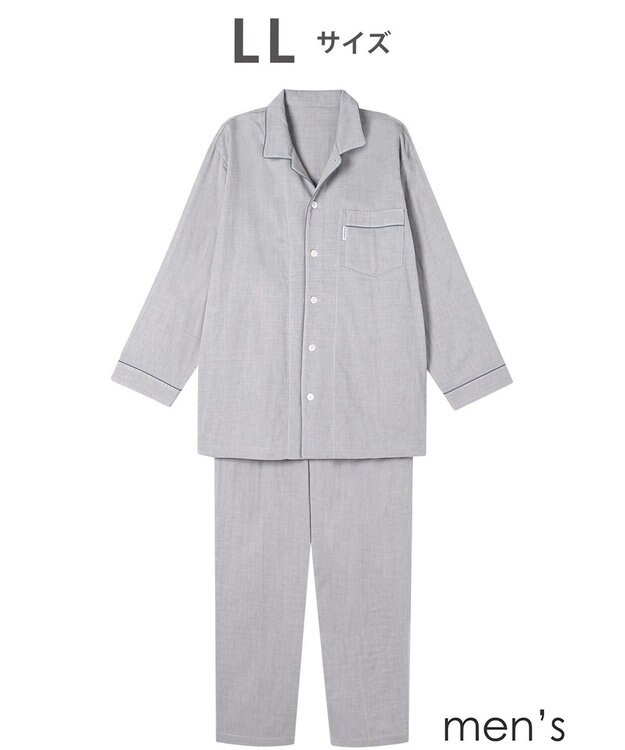 ワコール／睡眠科学 パジャマ 長袖 長ズボン 綿100%(本体) 三重ガーゼ メンズ YGX568 睡眠科学／ワコール グレー