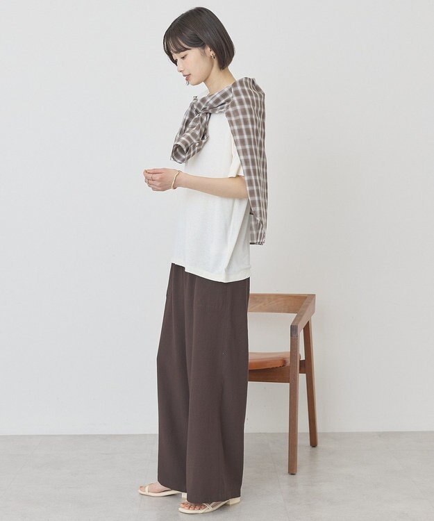 AMERICAN HOLIC 【先行予約】【マルチ機能】配色ステッチルーズTシャツ Ivory