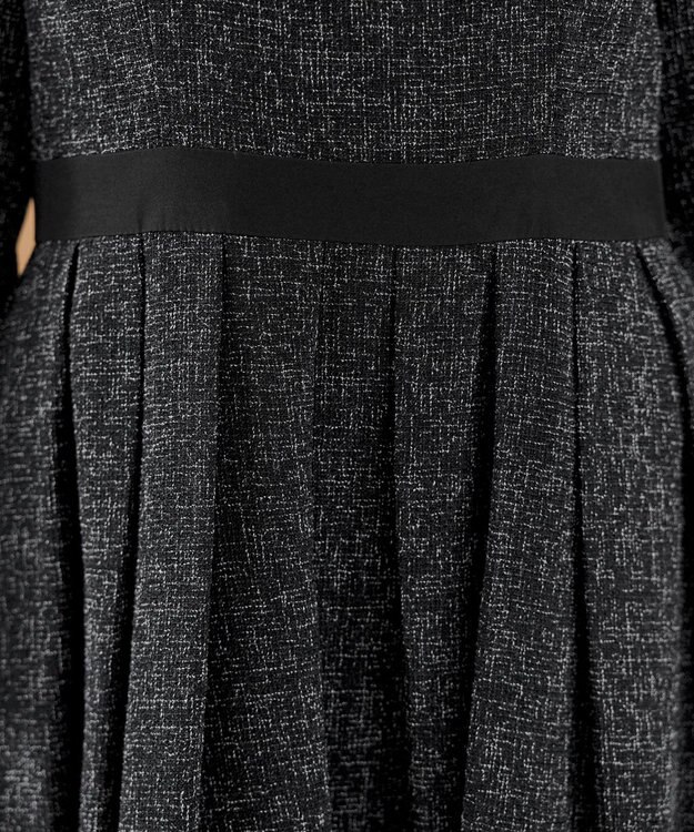 Tiaclasse 【洗える】配色パイピングフレアワンピース ブラック