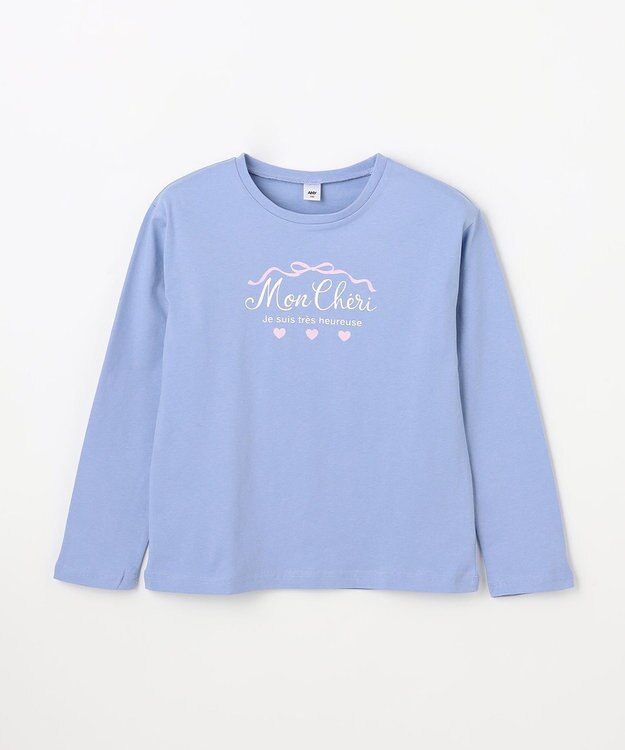 ANY KIDS 【一部店舗/WEB限定】【綿100%】プリント 長袖Tシャツ サックスブルー×ロゴ