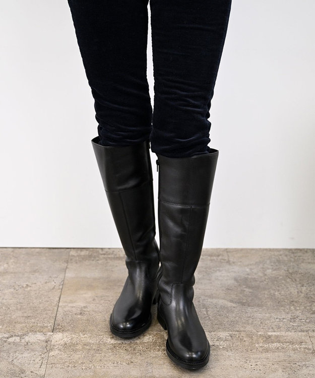 Pointer 本革ベーシック 裏起毛 ロングブーツ ブラック