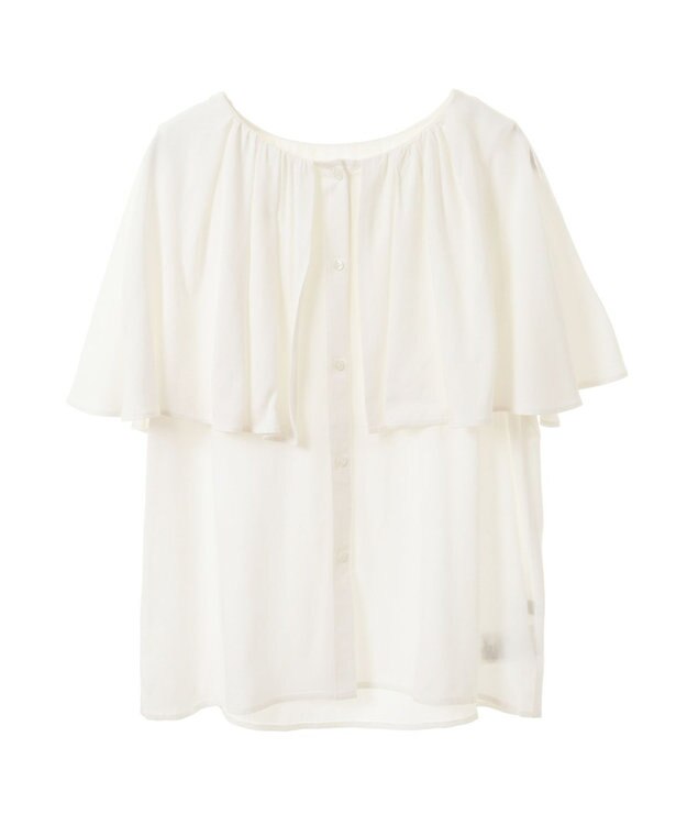 earth music&ecology ケープカラーブラウス Off White