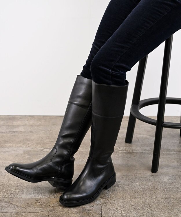 Pointer 本革ベーシック 裏起毛 ロングブーツ ブラック