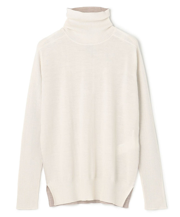 BEIGE， 【洗える・VERY NaVY12月号掲載】LA MONNAIE / バイカラーウールタートルニット Bone × Taupe