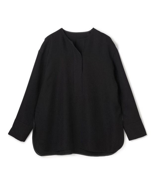 UNFILO 【セットアップ着用可/セレモニー】ドライダブルクロス スキッパーブラウス ブラック