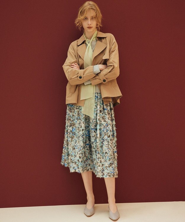 組曲 S ヘアリーフラワープリント スカート ブルー系5