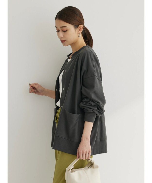 Green Parks ミニ裏毛オーバーサイズカーディガン Dark Gray
