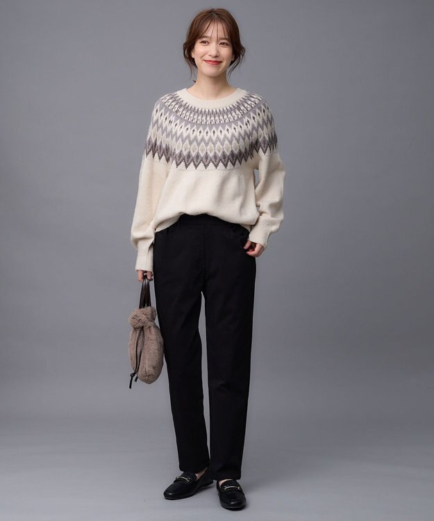 ANY 【ストレッチ/ガードル効果/裏起毛/ウエストゴム】大人の7daysウォームタッチパンツ ブラック