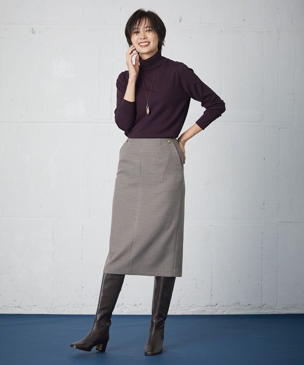 J.PRESS LADIES L 【洗える】PRINCE タートルネック ニット パープル系