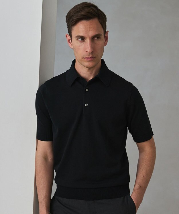 GOTAIRIKU 毎日の仕事着に【洗濯機可】テーラード DRESS BIZ ニットポロ ブラック系