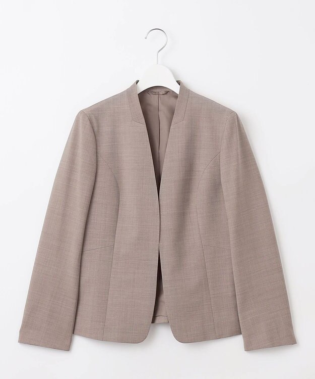 J.PRESS LADIES L 【セットアップ対応】BAHARIYE PINHEAD ノーカラー ジャケット ブラウン系