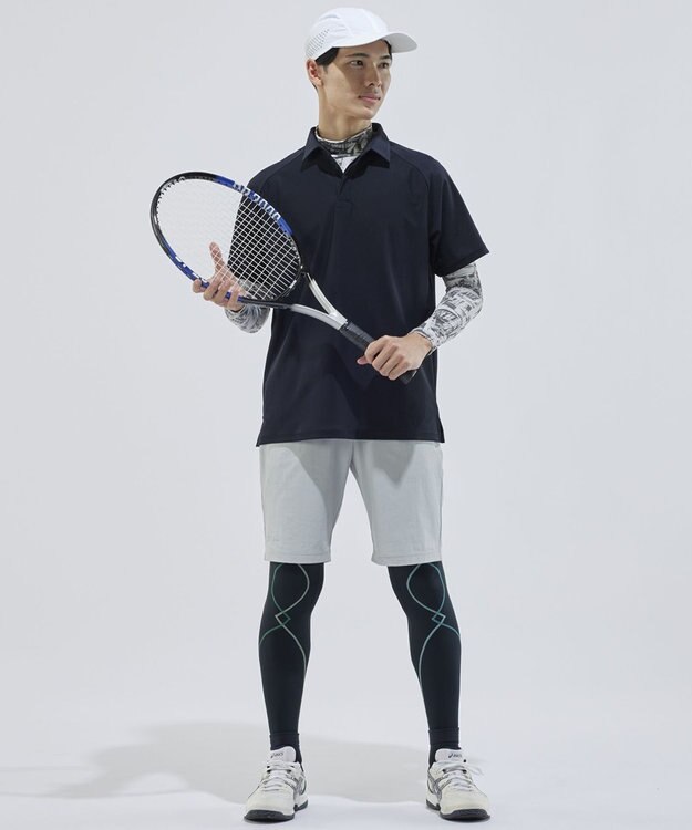CW-X 【MEN】 CW-X ストレッチポロシャツ スポーツウェア 半袖 3分袖 メッシュ素材 ムレにくい 夏 メンズ DLO131 /ワコール ブラック